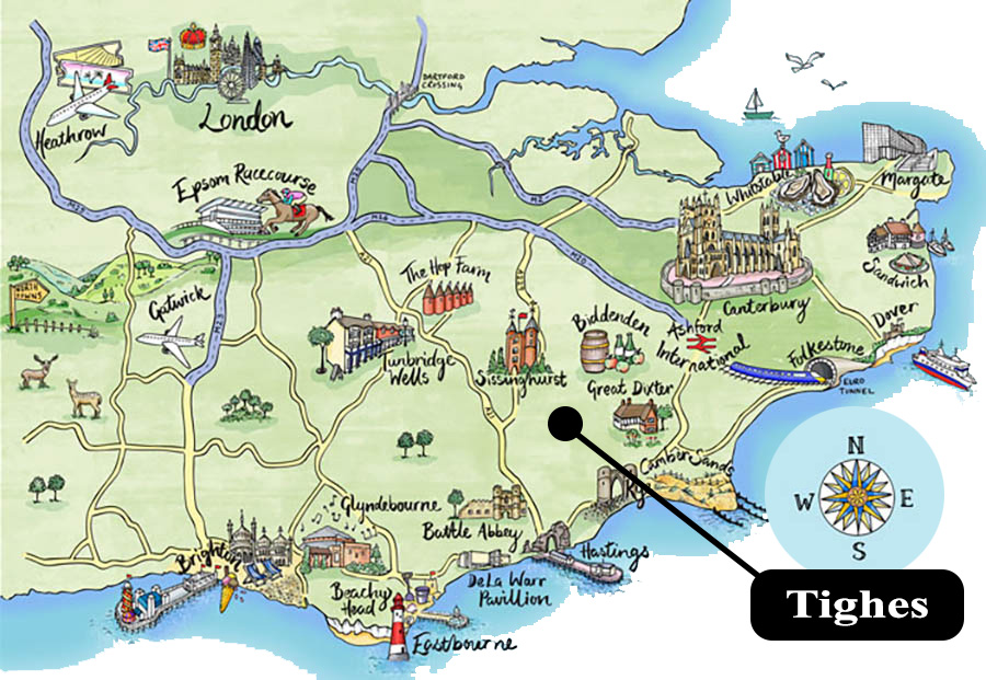 Tighes Taxi – Rolvenden, Kent Map of Kent